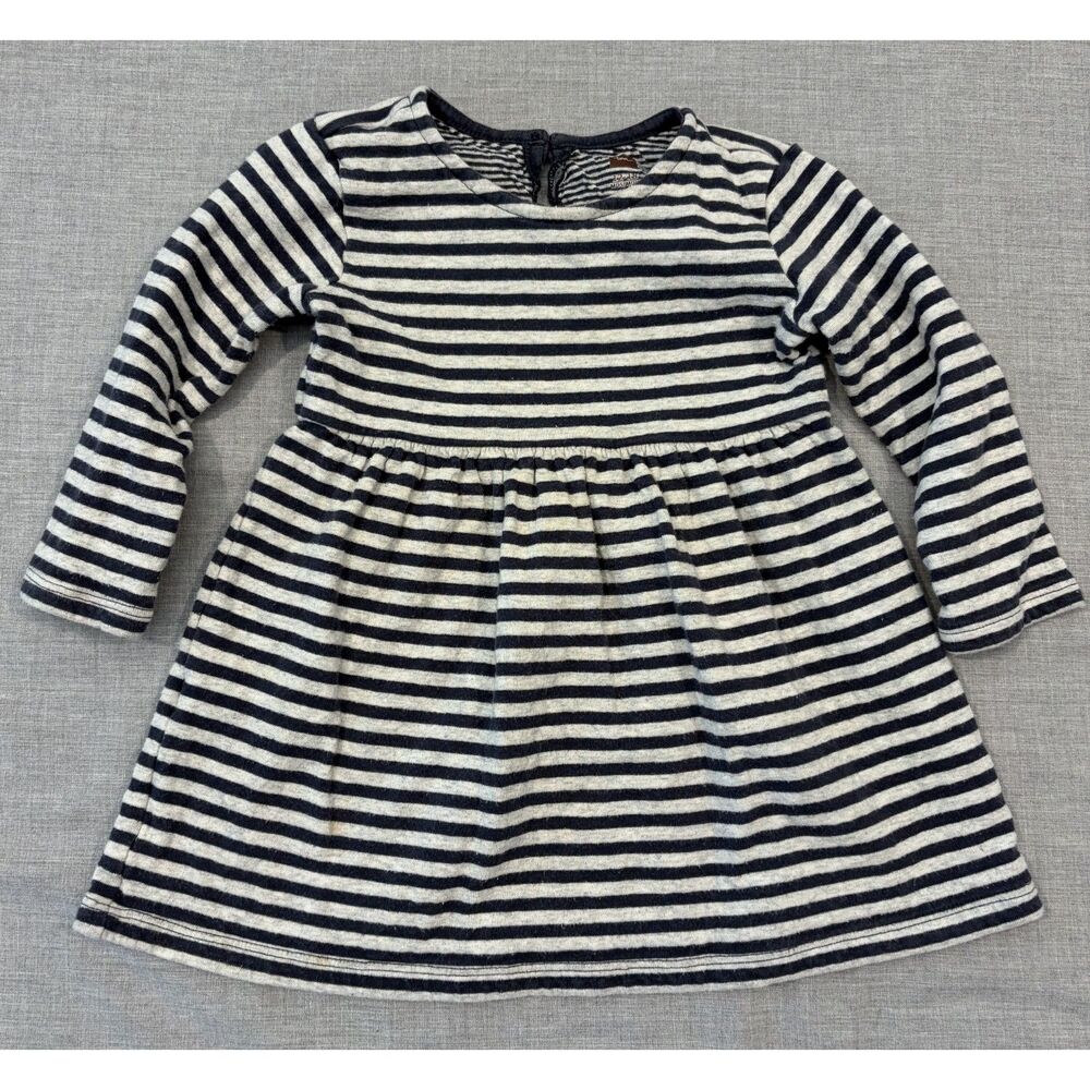 Tea Collection Long Sleeve Toddler Dress Black and Gray Stripes 12-18M
